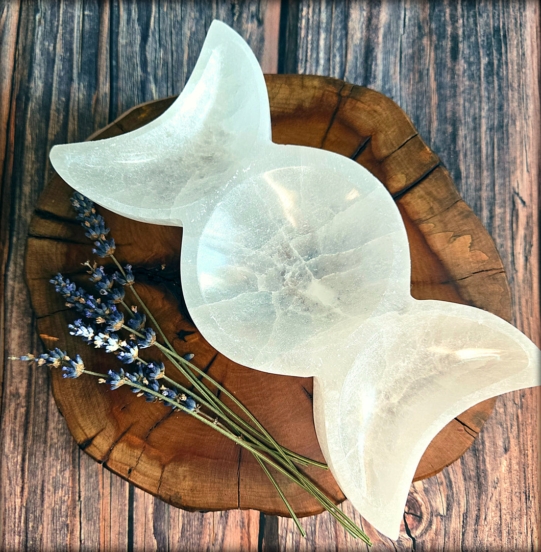 Selenite Triple Moon Bowl