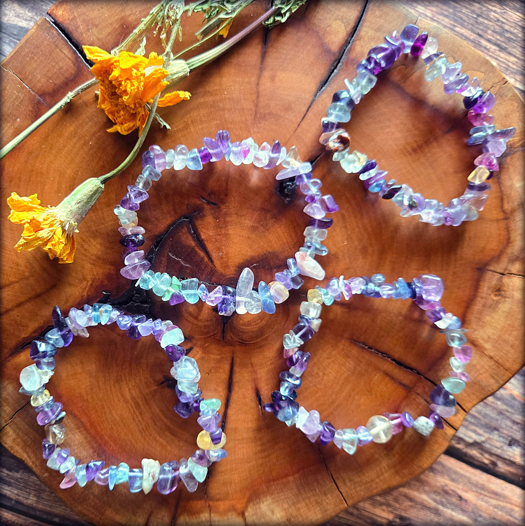 Rainbow Fluorite Chip Bracelet