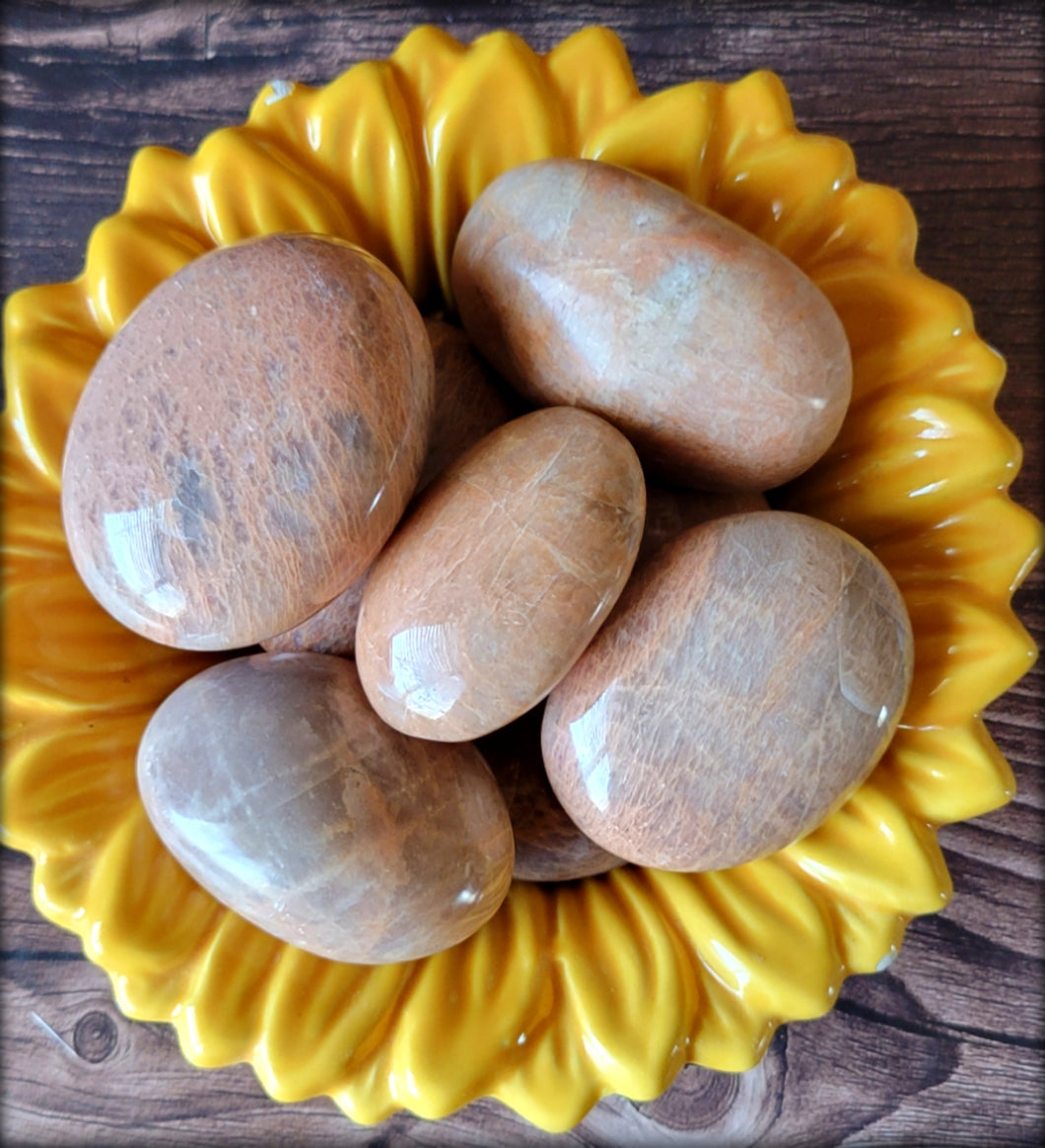 Peach Moonstone Palm Stones