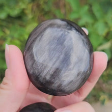 Load and play video in Gallery viewer, Silver Sheen Obsidian Palm Stone
